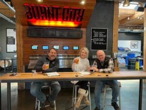 Tana, Greg, and Steve at Lunch and Learn Workshop at district Brew yards