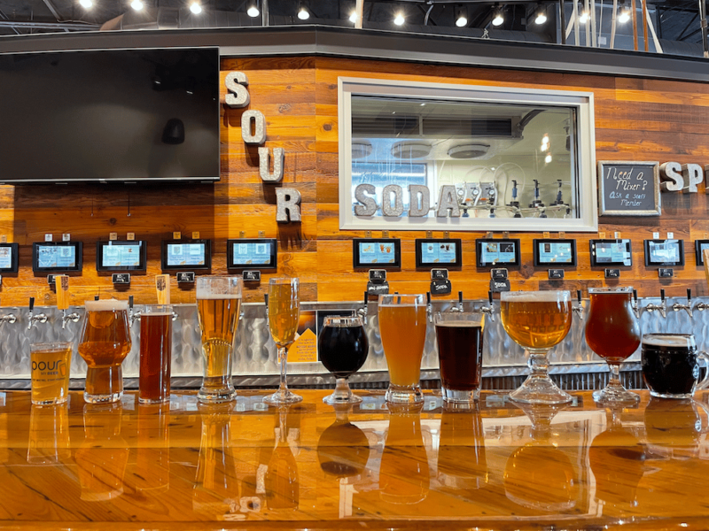 Different beers to pour from PourMyBeer beverage wall